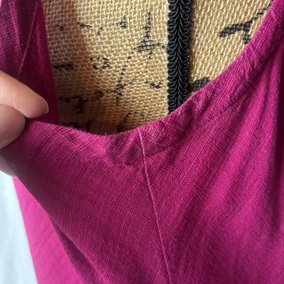 Eileen Fisher Sleeveless Maxi Dress Linen Blend Crepe Lagenlook Raspberry Sz XL - Picture 4 of 7
